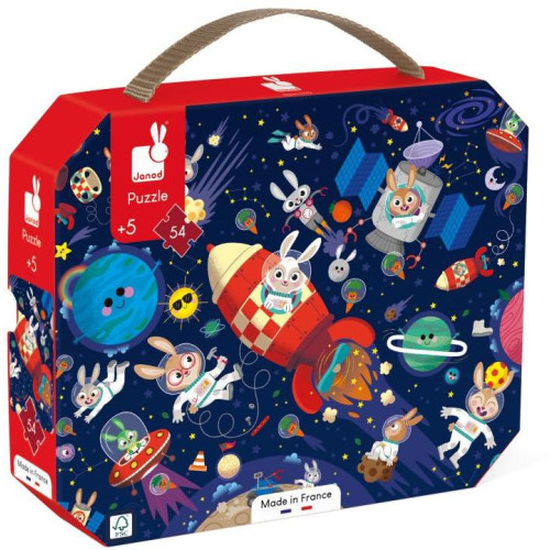 Janod Puzzle v kufríku Raketa vo vesmíre 54 ks