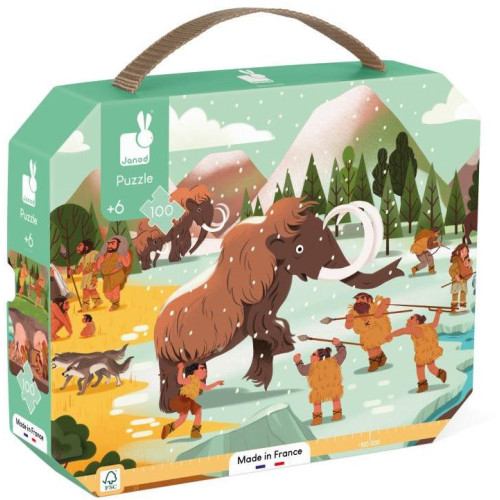 Janod Panoramatické Prehistorické puzzle v kufríku 100 ks