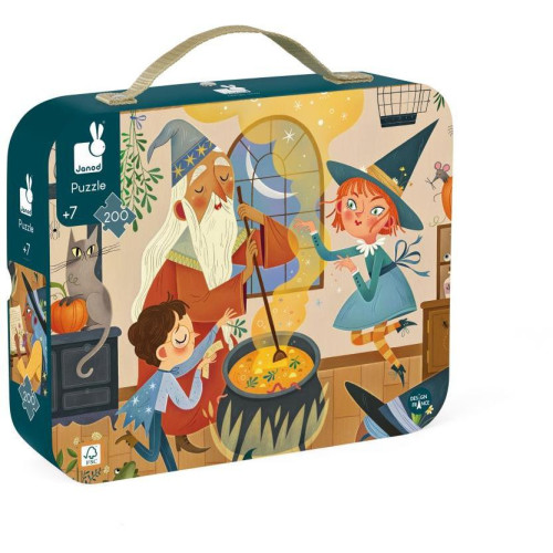 Janod Puzzle v kufríku Magická škola 200 ks