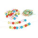 Small Foot Dřevěné barevné navlékací korálky písmenkové