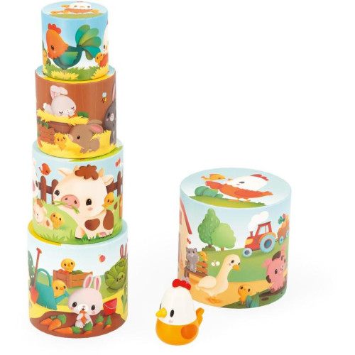 Janod Farm Skladacia pyramída Sliepočka