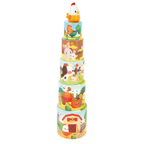 Janod Farm Skladacia pyramída Sliepočka