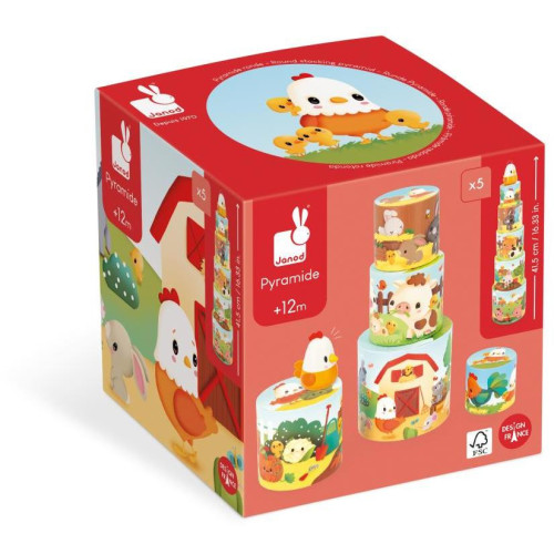 Janod Farm Skladacia pyramída Sliepočka