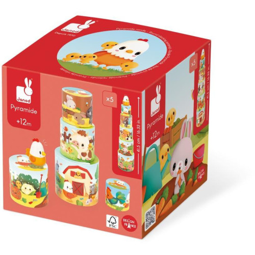 Janod Farm Skladacia pyramída Sliepočka