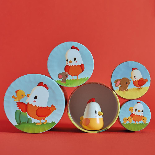 Janod Farm Skladacia pyramída Sliepočka