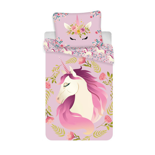 Jerry Fabrics povlečení Jednorožec / Unicorn "flowers" 140x200 70x90