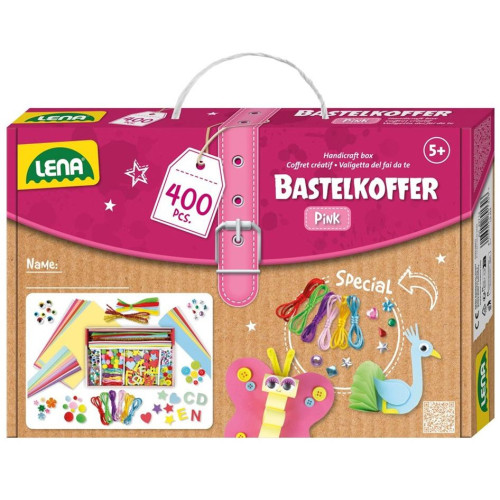 Lena Kreativní kufřík pro malé kutily, růžový 400 ks