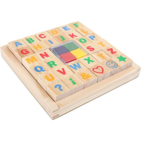 Small Foot Dřevěné výtvarné hračky set razítek abeceda