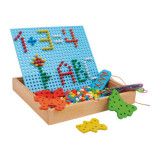 Small Foot Dřevěné kreativní hračky nasouvací a navlékací puzzle