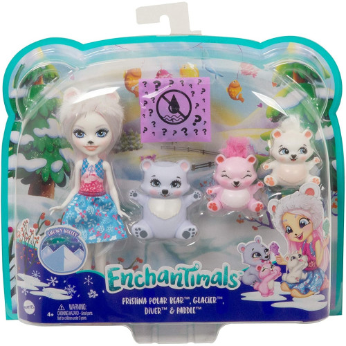 Mattel Enchantimals rodinka - Pristina Polar Bear s medvědí rodinkou - polární medvědi