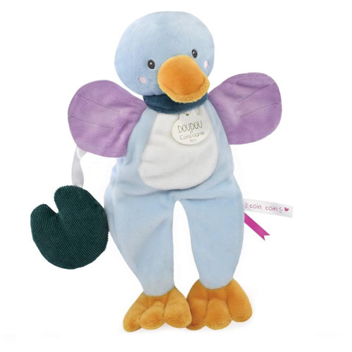 Doudou Dárková sada - plyšová hračka kačenka s listem leknínu 27 cm