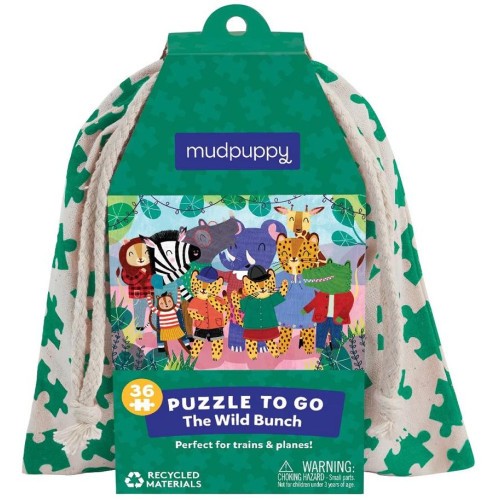 Mudpuppy Puzzle Divoká zvířata v látkovém pytlíku 36 dílků