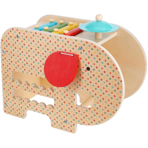 Petit Collage Dřevěný hudební slon 5v1