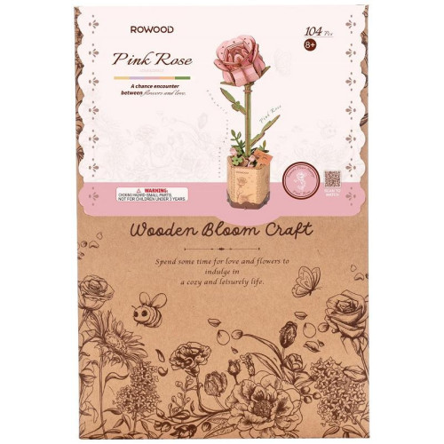 RoboTime 3D dřevěná skládačka Růžová růže