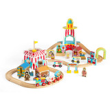 Bigjigs Rail Dřevěná vláčkodráha zábavná pouť 54 dílů