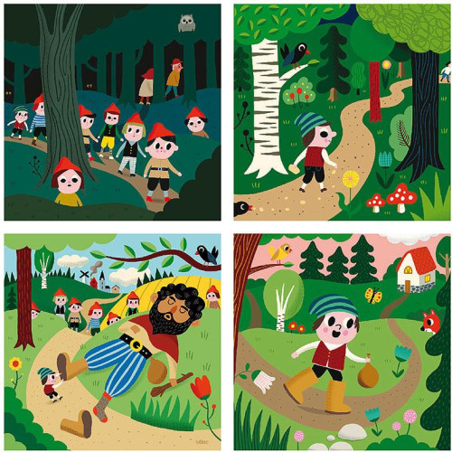 Vilac Dřevěné puzzle O Palečkovi 4 v 1