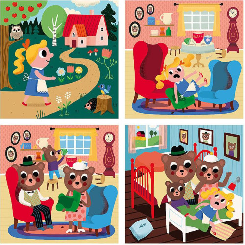 Vilac Dřevěné puzzle Zlatovláska 4v1