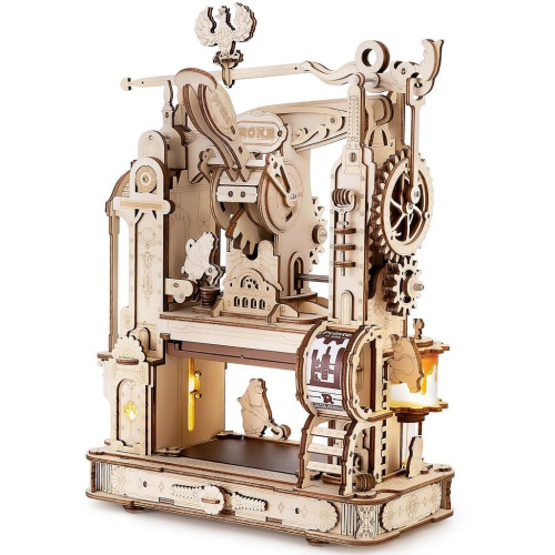 RoboTime 3D dřevěné mechanické puzzle Tiskařský lis