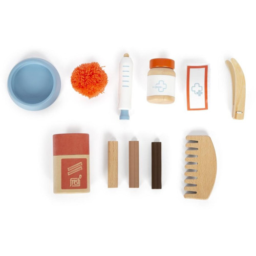 small foot Plyšová kočka s pečovatelskou sadou