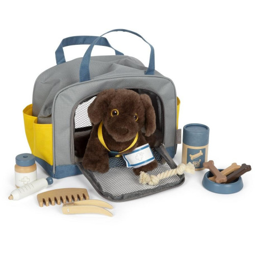 small foot Plyšový pes s pečovatelskou sadou