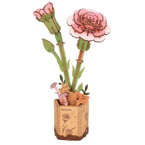 RoboTime 3D dřevěná skládačka Růžový karafiát