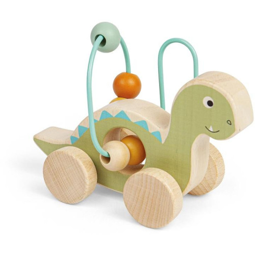 Bigjigs Toys Diplodokus na kolečkách s korálkovým labyrintem