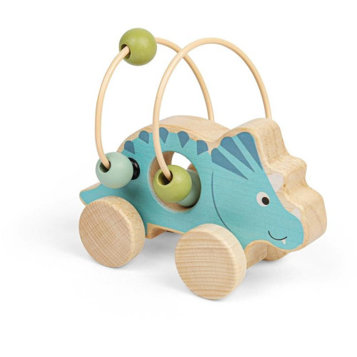 Bigjigs Toys Triceratops na kolečkách s korálkovým labyrintem