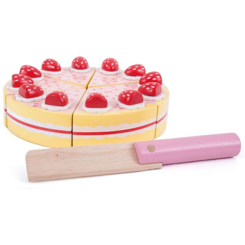 Bigjigs Toys Dřevěný krájecí dort s jahodami
