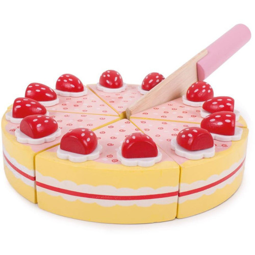 Bigjigs Toys Dřevěný krájecí dort s jahodami
