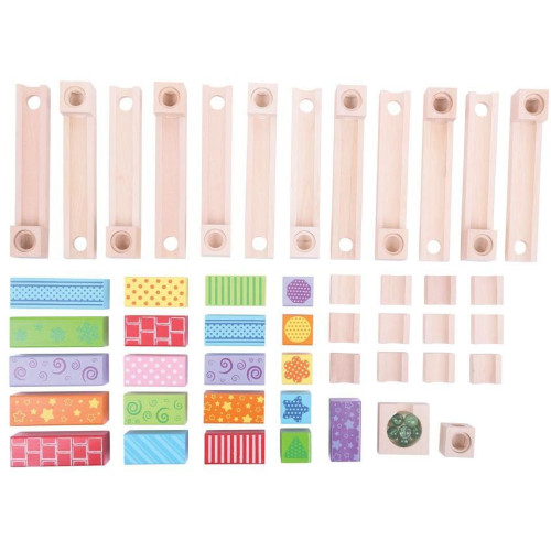 Bigjigs Toys Dřevěná kuličková dráha barevná