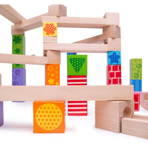 Bigjigs Toys Dřevěná kuličková dráha barevná
