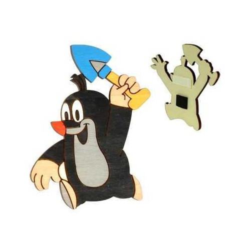 DoDo Dřevěná dekorační magnetka Krtek s lopatkou 2