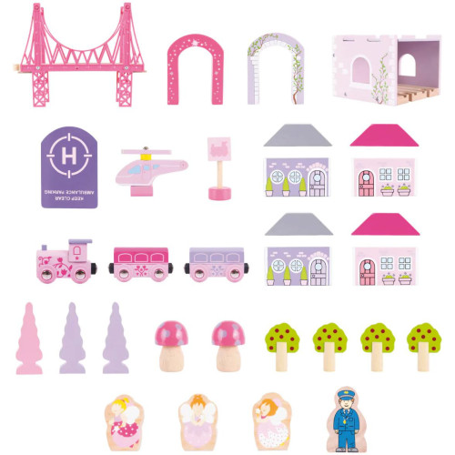 Bigjigs Rail Dřevěná velká vláčkodráha princezny