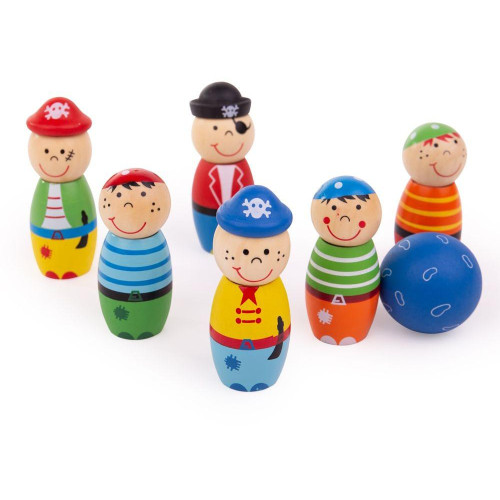 Bigjigs Toys Dřevěné kuželky Piráti
