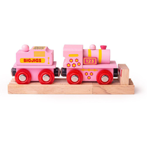 Bigjigs Rail Růžová mašinka s tendrem