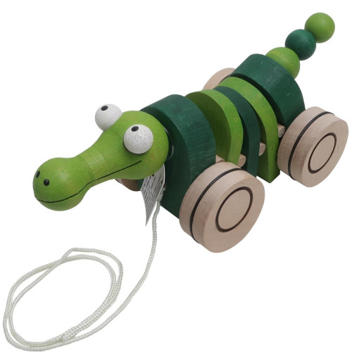Dřevěná tahací hračka - Krokodýl klapací