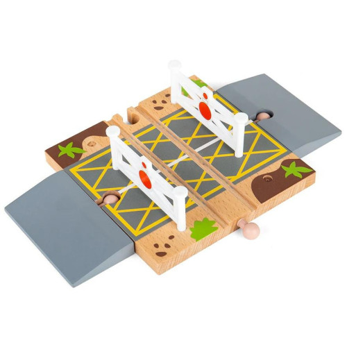Bigjigs Rail Dřevěné autodráhy železniční přejezd s brankami