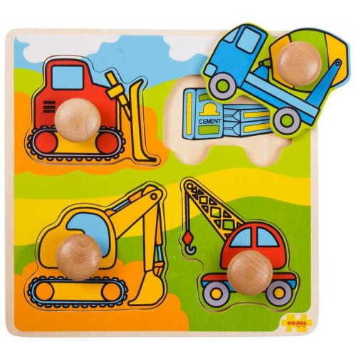 Bigjigs Toys Vkládací puzzle stavební stroje