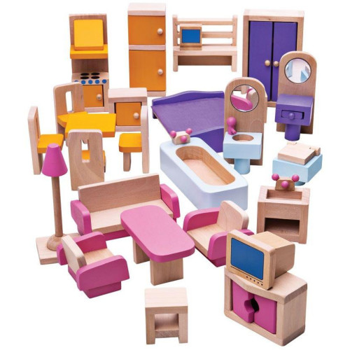 Bigjigs Toys Dřevěný nábytek do domečku pro panenky