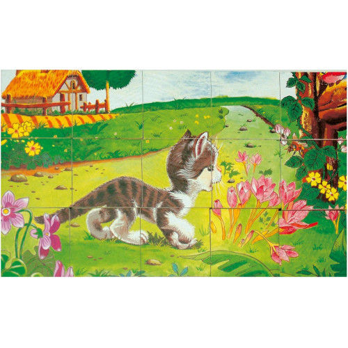 Bino Dřevěné obrázkové kostky domácí zvířátka 15 dílů