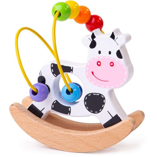 Bigjigs Baby Motorický labyrint houpačka kravička