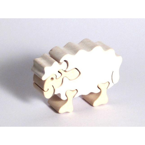 Fauna Dřevěné vkládací puzzle z masivu ovečka bílá