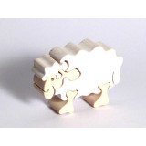 Fauna Dřevěné vkládací puzzle z masivu ovečka bílá