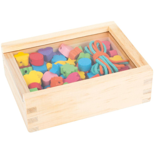 small foot Dřevěné navlékací korálky tvary v krabičce