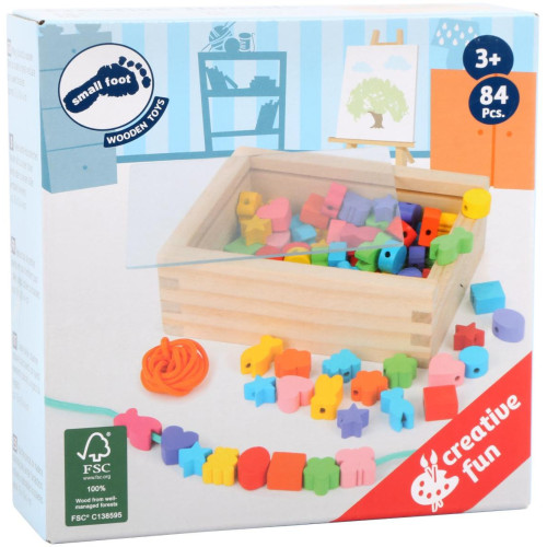 small foot Dřevěné navlékací korálky tvary v krabičce