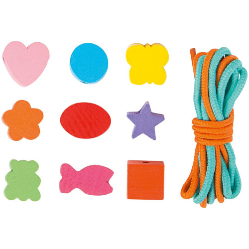 small foot Dřevěné navlékací korálky tvary v krabičce