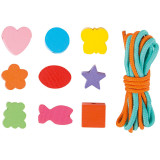 small foot Dřevěné navlékací korálky tvary v krabičce