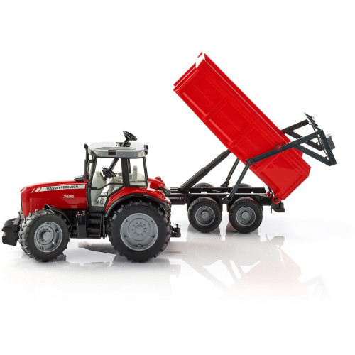 Bruder Traktor MASSEY FERGUSON se sklopným vozem červený