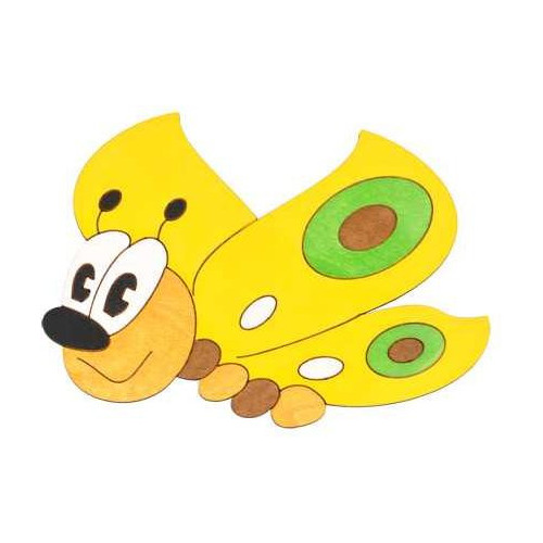 DoDo Střední dřevěná dekorace motýl žlutý
