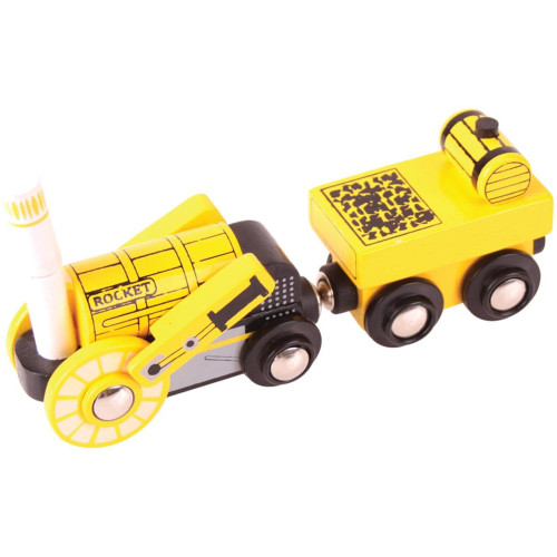 Bigjigs Rail Replika historické lokomotivy Rocket + 2 koleje